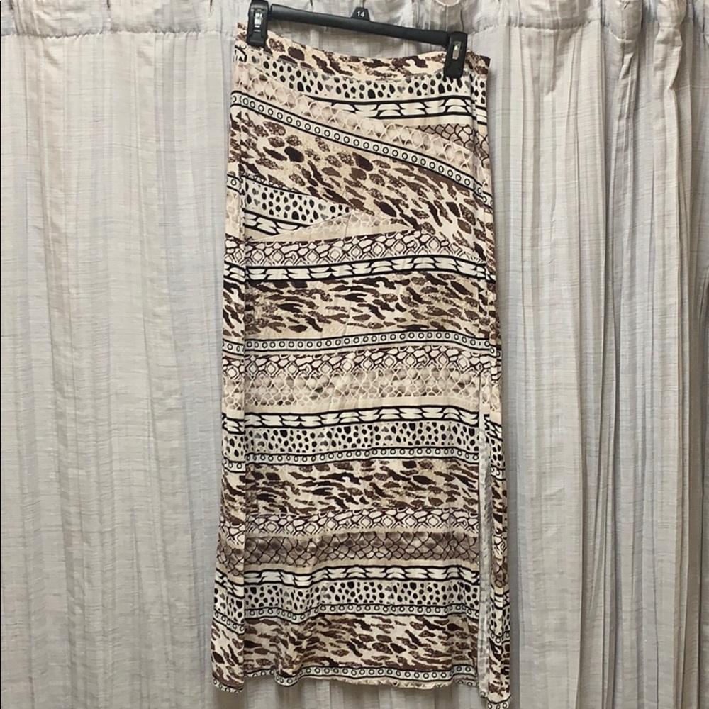 LONG VINTAGE ANIMAL PRINT MAXI SKIRT